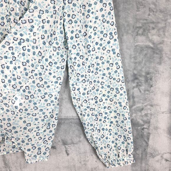 Womens Top Large Floral Boho Peasant Sheer Button Up Office Career Work Feminine - Picture 6 of 7